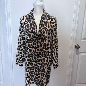 Zara Leopard Print Blouse - Black and Tan